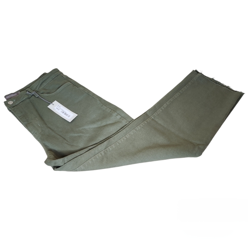 Just USA Phillip Slim Straight Jean Ragged Hem Olive Green Size 14/32